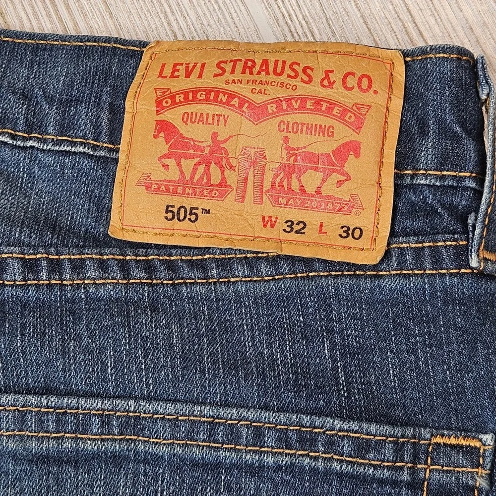 Levi's 505 Regular‎ Fit Jeans Mens W32 L30 Dark Wash Classic Denim Pants